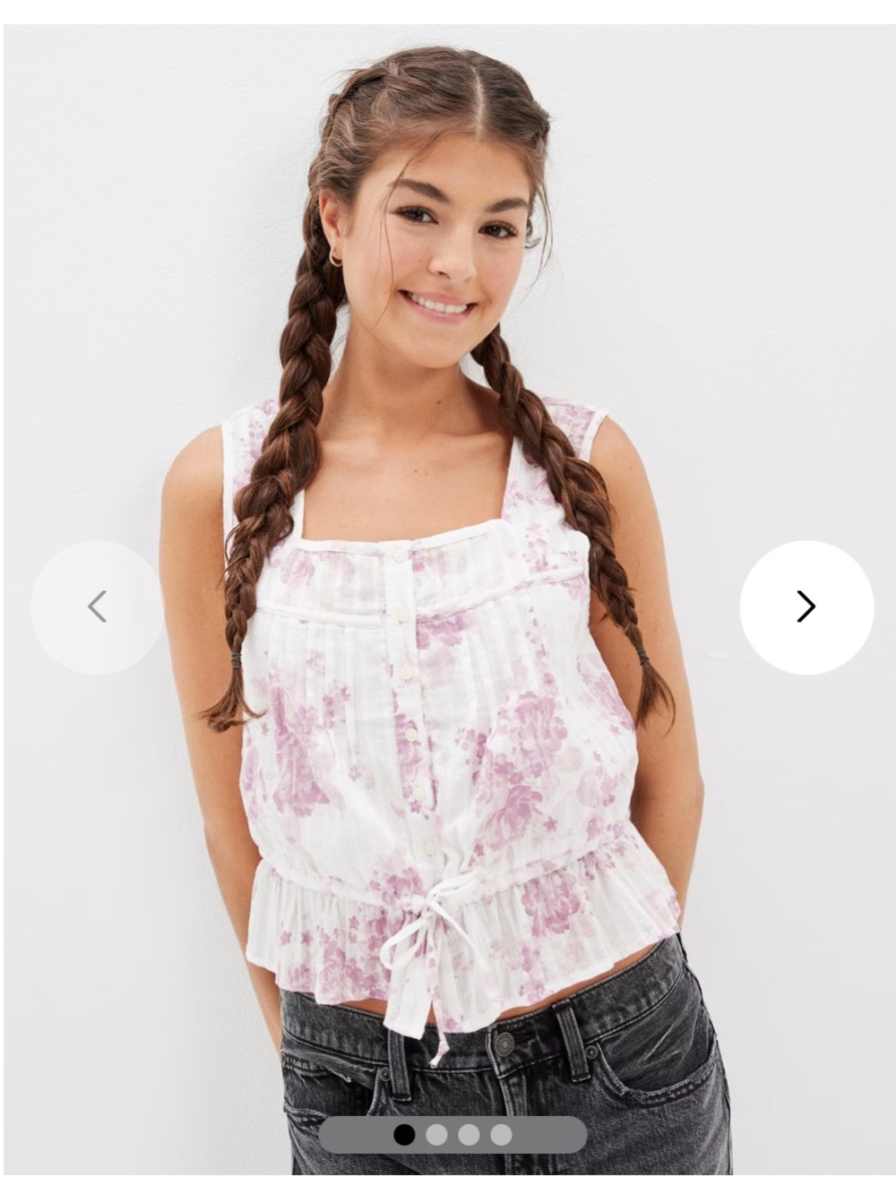 AMERICAN EAGLE WOMEN PURPLE FLORAL BUBBLE TANK TOP Size XL NEW